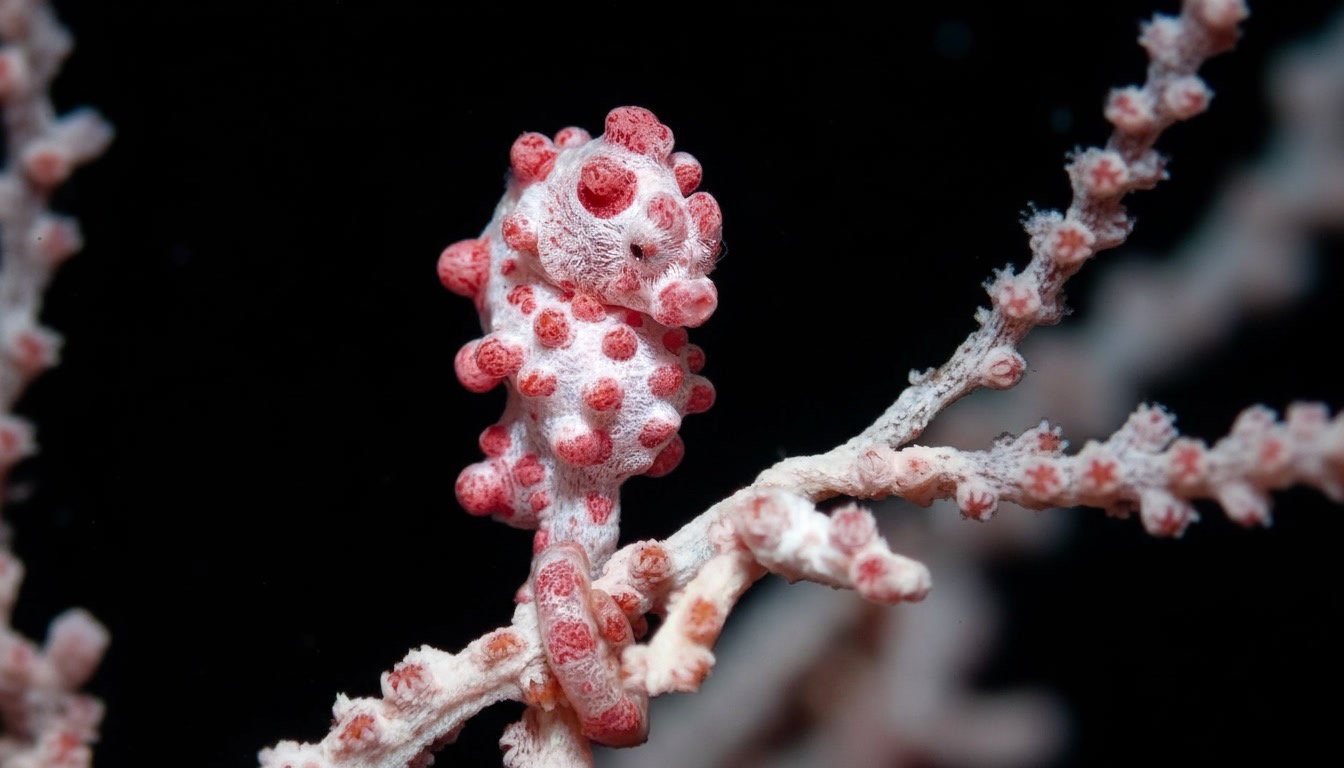 Pygmy seahorse on coral — diving in Dauin, Philippines